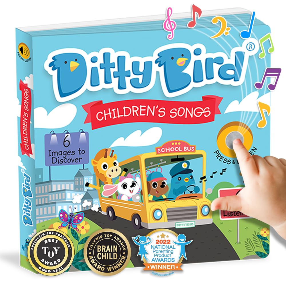 DITTY BIRD The Wheels on The Bus Book | Nursery Rhymes for Babies | Sound Books for Toddlers 1-3 | Toy Sound Book | Baby Song Book | Gift for 1 Year Old