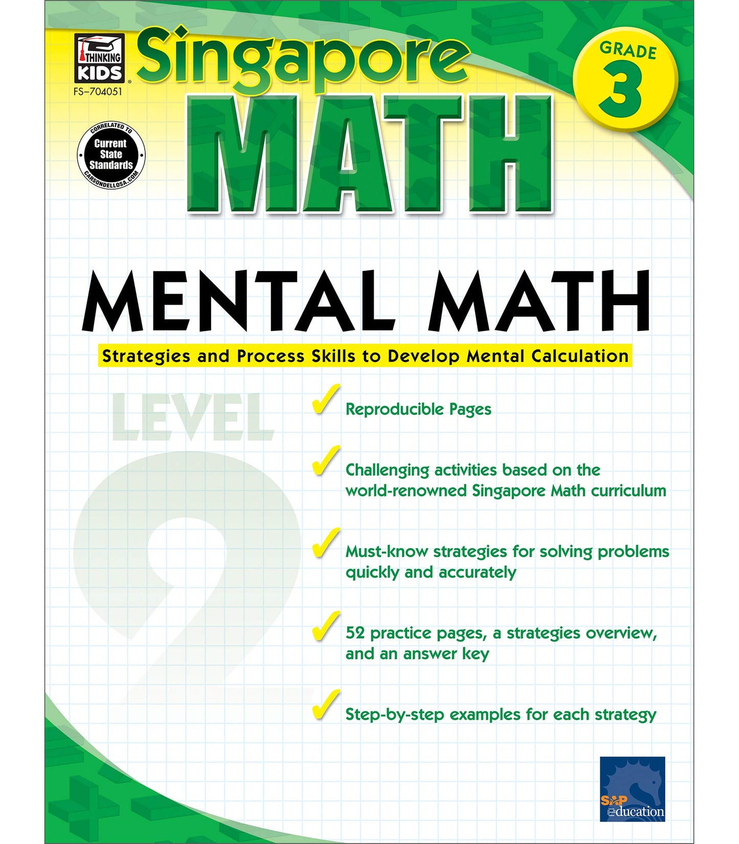 Singapore Math – Mental Math Level 2 Workbook for 3rd Grade, Paperback, 64 Pages, Ages 8–9 with Answer Key